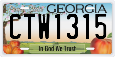 GA license plate CTW1315