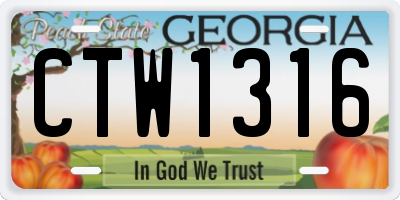 GA license plate CTW1316