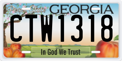 GA license plate CTW1318