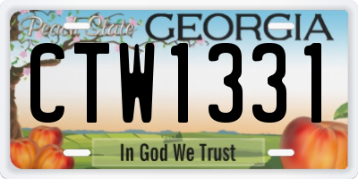 GA license plate CTW1331