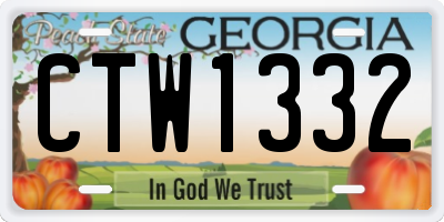 GA license plate CTW1332