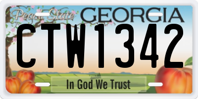 GA license plate CTW1342