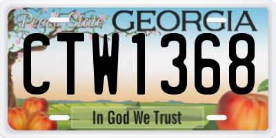 GA license plate CTW1368
