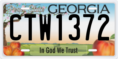 GA license plate CTW1372