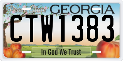 GA license plate CTW1383