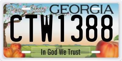 GA license plate CTW1388