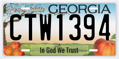 GA license plate CTW1394