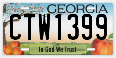 GA license plate CTW1399