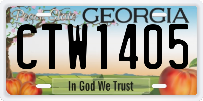 GA license plate CTW1405