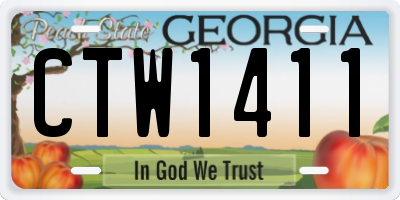 GA license plate CTW1411