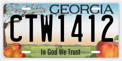 GA license plate CTW1412