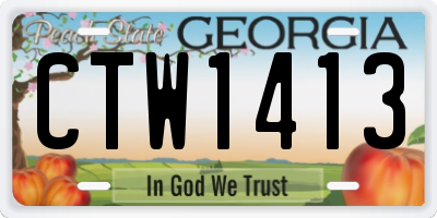 GA license plate CTW1413