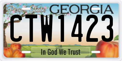 GA license plate CTW1423