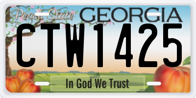 GA license plate CTW1425