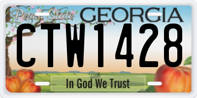 GA license plate CTW1428