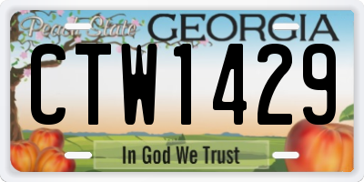 GA license plate CTW1429