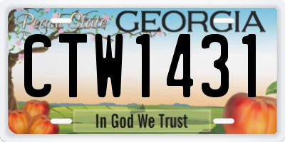 GA license plate CTW1431