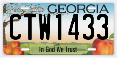 GA license plate CTW1433