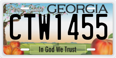 GA license plate CTW1455
