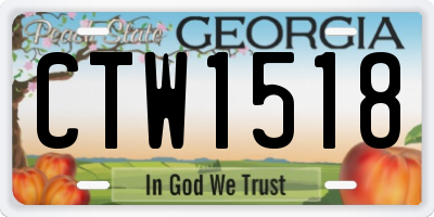 GA license plate CTW1518