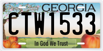 GA license plate CTW1533