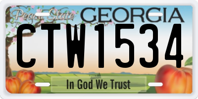 GA license plate CTW1534