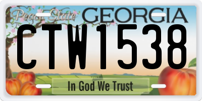 GA license plate CTW1538
