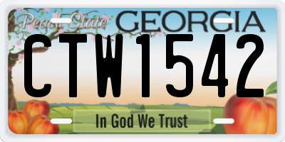 GA license plate CTW1542