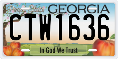 GA license plate CTW1636