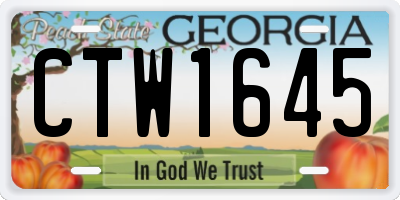 GA license plate CTW1645