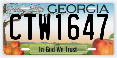 GA license plate CTW1647