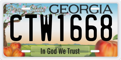 GA license plate CTW1668