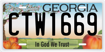 GA license plate CTW1669