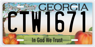 GA license plate CTW1671