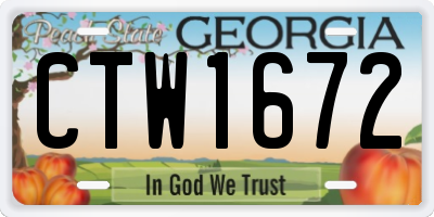 GA license plate CTW1672