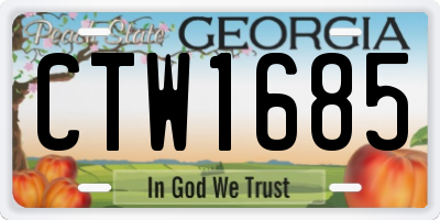 GA license plate CTW1685