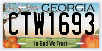 GA license plate CTW1693
