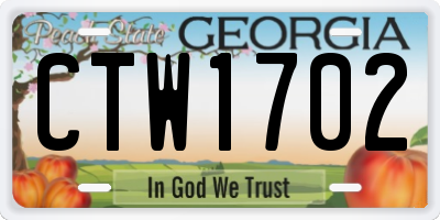GA license plate CTW1702