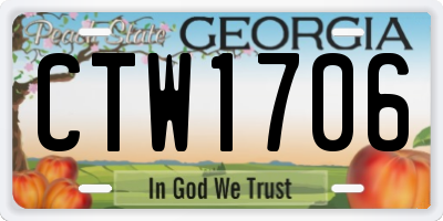 GA license plate CTW1706