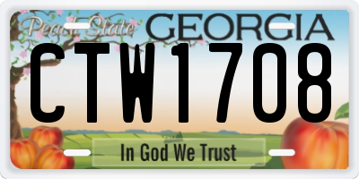 GA license plate CTW1708
