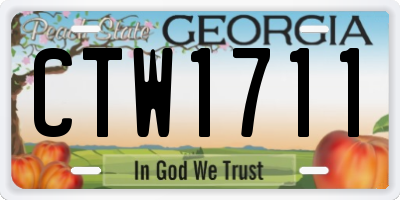 GA license plate CTW1711