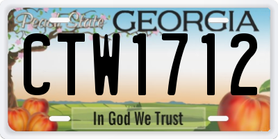 GA license plate CTW1712