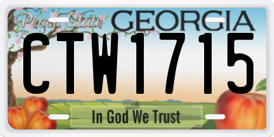 GA license plate CTW1715