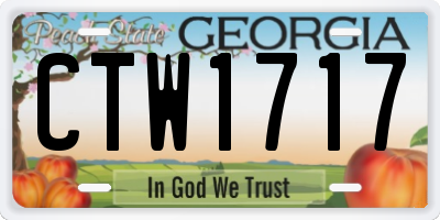 GA license plate CTW1717