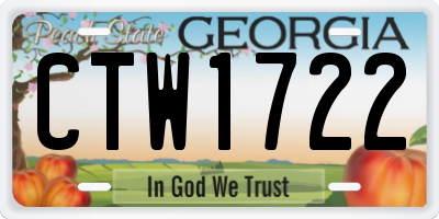GA license plate CTW1722