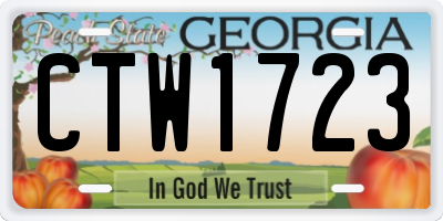 GA license plate CTW1723