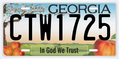 GA license plate CTW1725