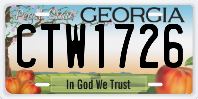 GA license plate CTW1726