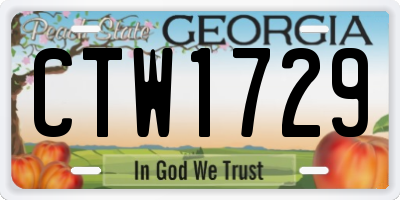 GA license plate CTW1729
