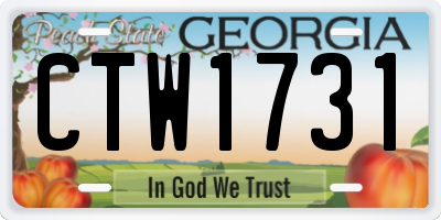 GA license plate CTW1731